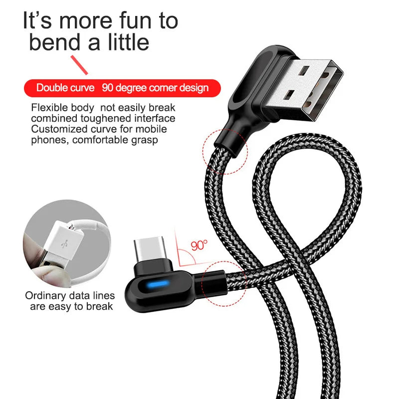 USB Cable Fast Charging 90 Degree - Martsgaia