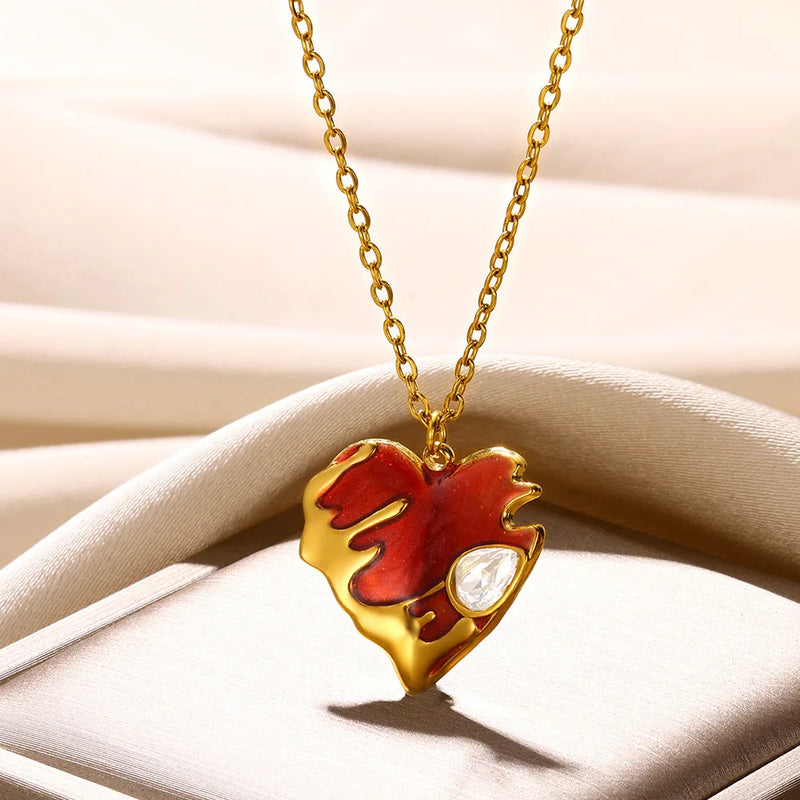 Trendy Stainless Steel Heart Pendant Necklace