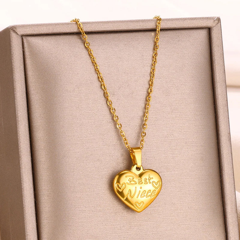 Trendy Stainless Steel Heart Pendant Necklace