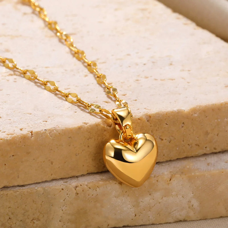 Trendy Stainless Steel Heart Pendant Necklace