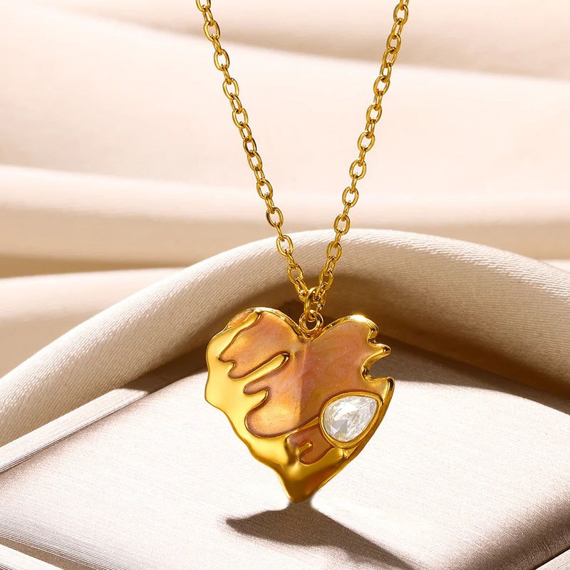 Trendy Stainless Steel Heart Pendant Necklace