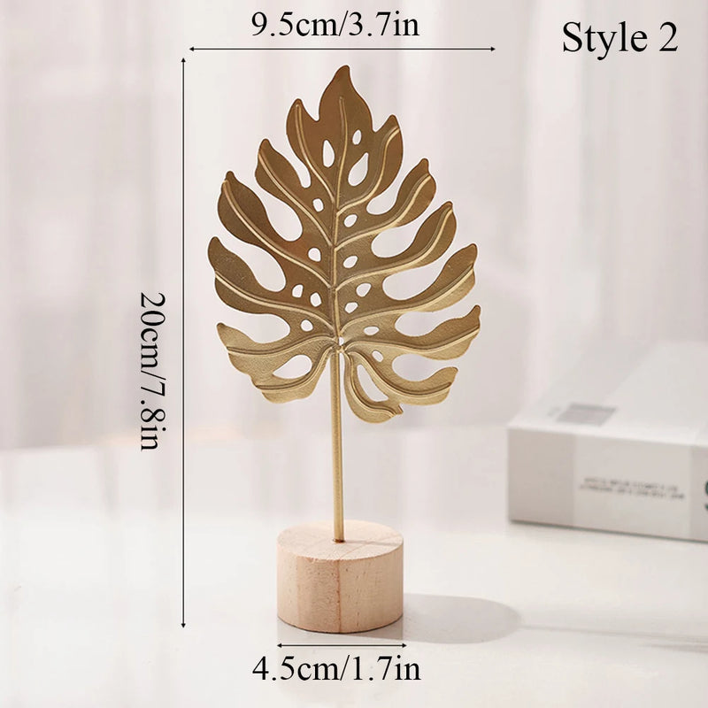 Nordic Gold Ginkgo Leaf Sculpture - Luxury Home & Office Decor Ornament