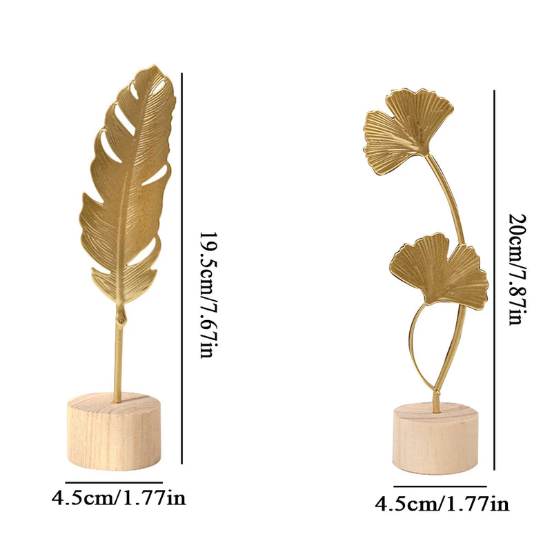 Nordic Gold Ginkgo Leaf Sculpture - Luxury Home & Office Decor Ornament