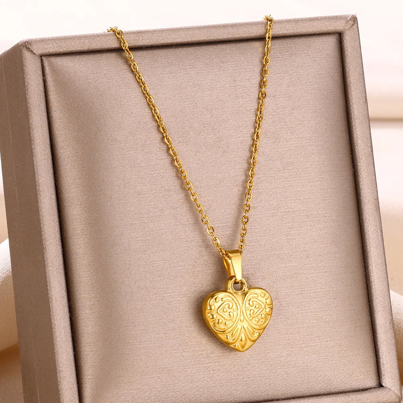 Trendy Stainless Steel Heart Pendant Necklace