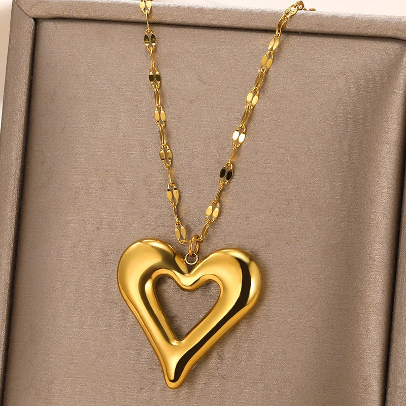 Trendy Stainless Steel Heart Pendant Necklace