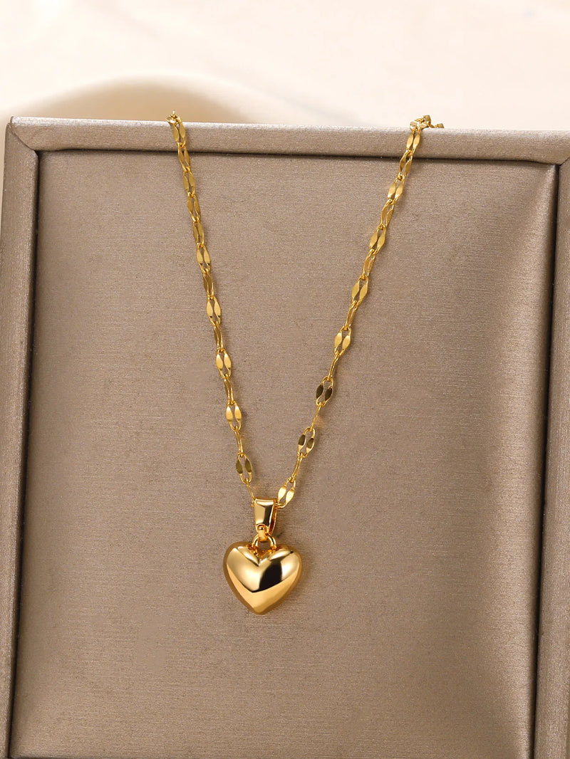 Trendy Stainless Steel Heart Pendant Necklace