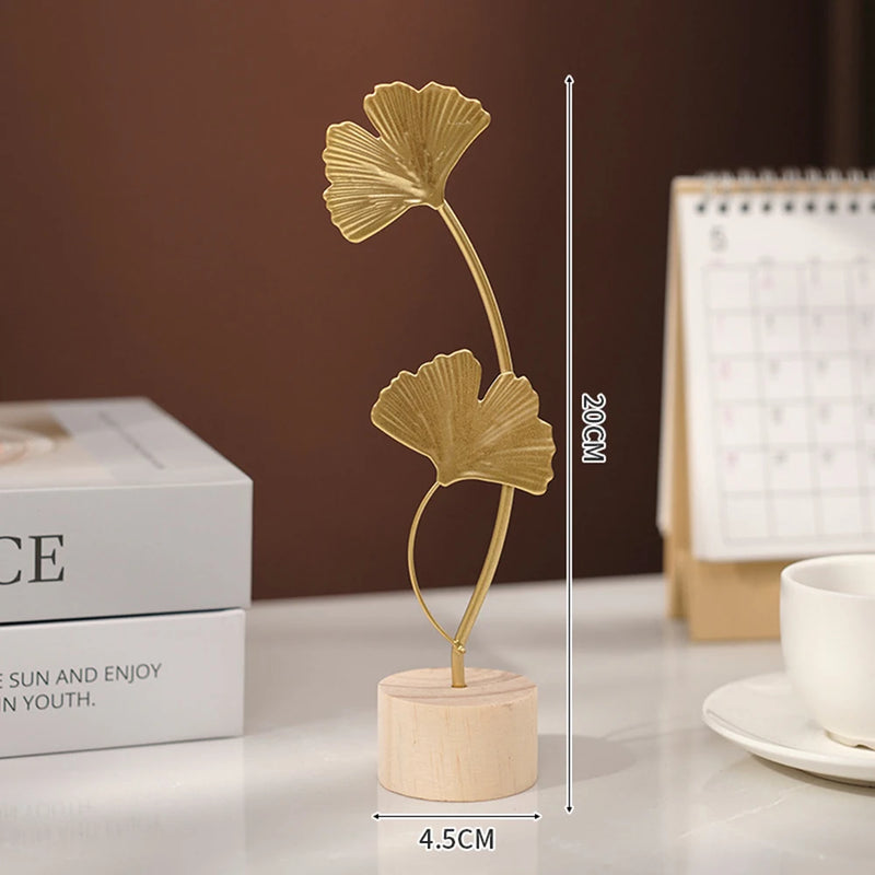 Nordic Gold Ginkgo Leaf Sculpture - Luxury Home & Office Decor Ornament