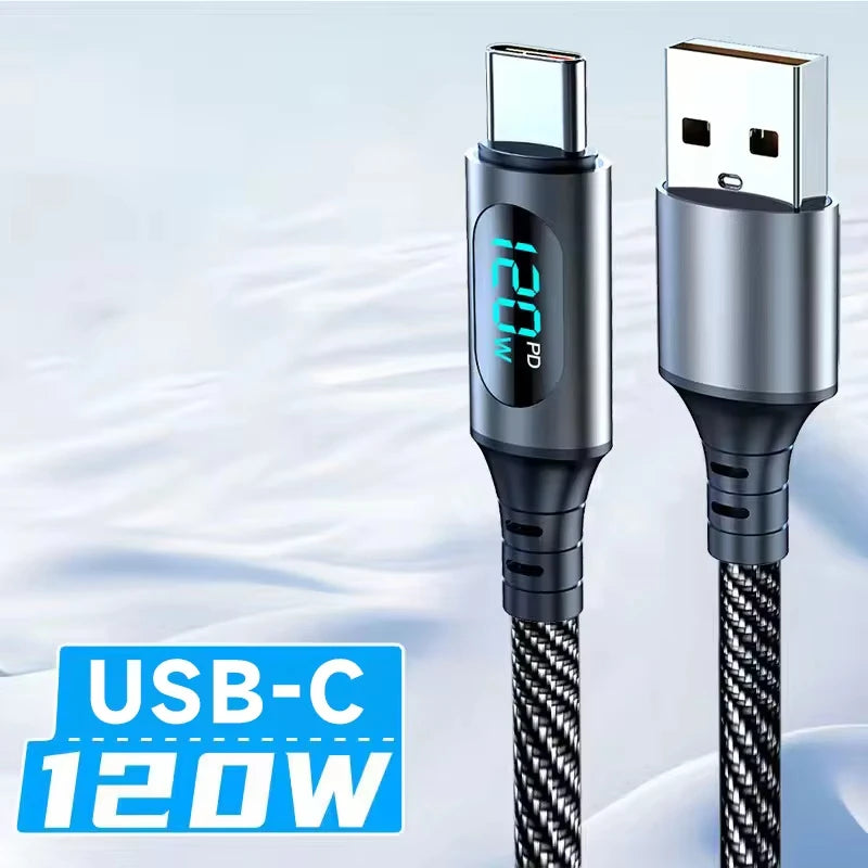 Original High-Speed 6A USB-C Charging Cable with Digital LED Screen