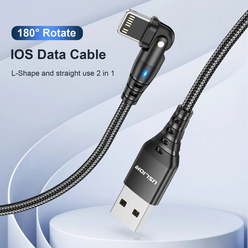 USB Cable Fast Rotating For iPhone 11/12/13/14 Pro Max/Xs/Xr/X 8 plus - Martsgaia