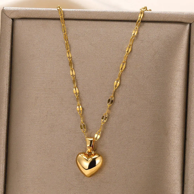 Trendy Stainless Steel Heart Pendant Necklace