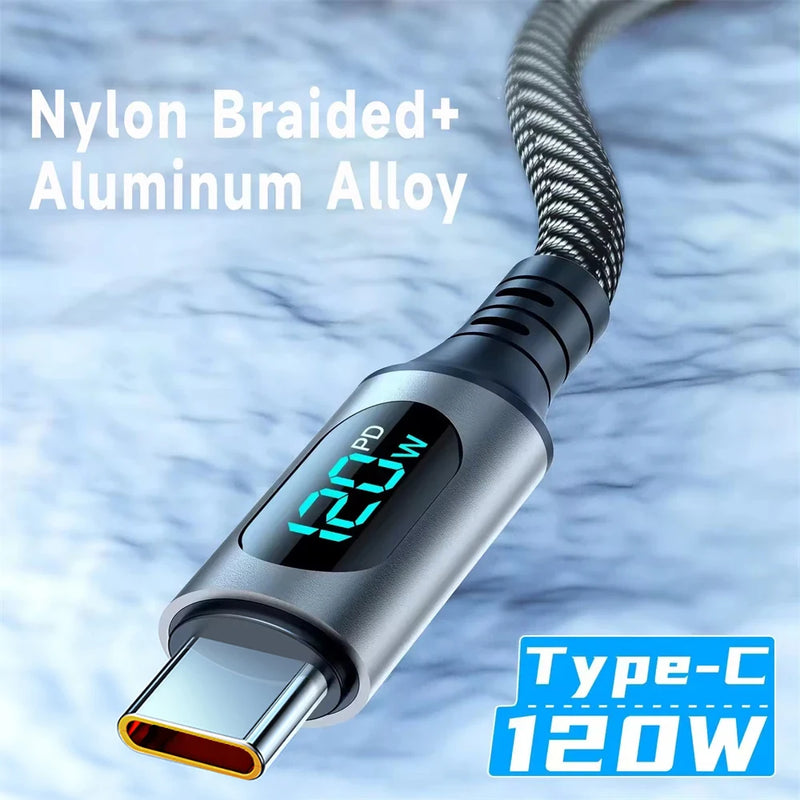 Original High-Speed 6A USB-C Charging Cable with Digital LED Screen