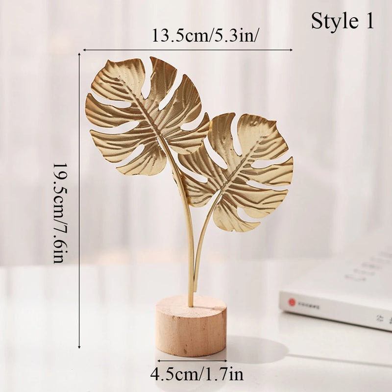 Nordic Gold Ginkgo Leaf Sculpture - Luxury Home & Office Decor Ornament