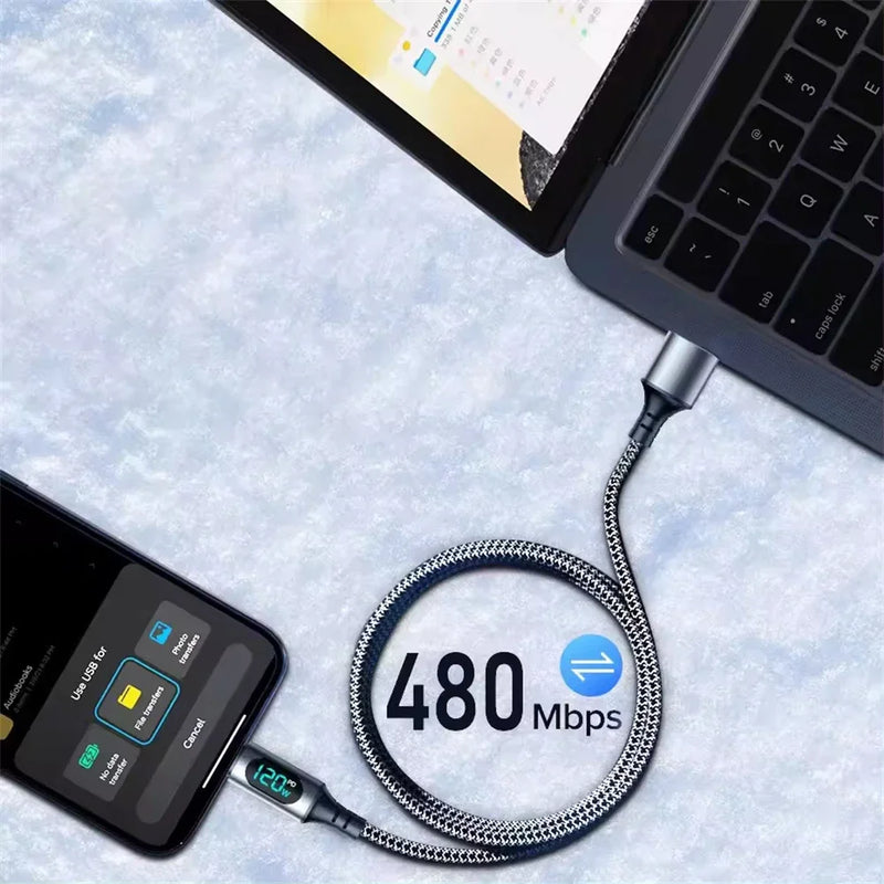 Original High-Speed 6A USB-C Charging Cable with Digital LED Screen
