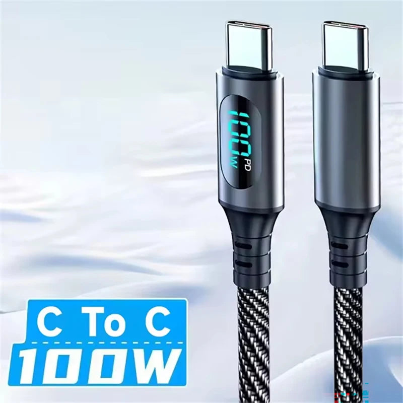 Original High-Speed 6A USB-C Charging Cable with Digital LED Screen