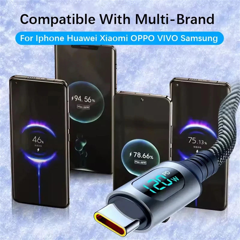 Original High-Speed 6A USB-C Charging Cable with Digital LED Screen