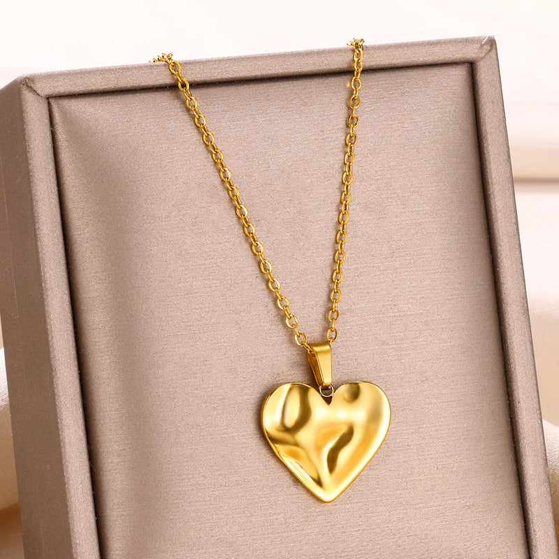 Trendy Stainless Steel Heart Pendant Necklace