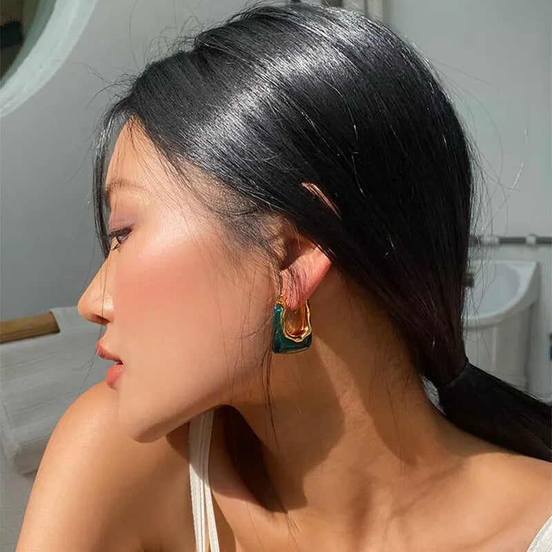 Pink & Green Transparent Resin Earrings