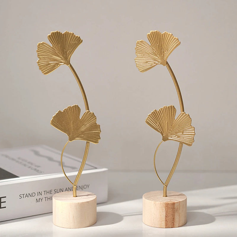 Nordic Gold Ginkgo Leaf Sculpture - Luxury Home & Office Decor Ornament