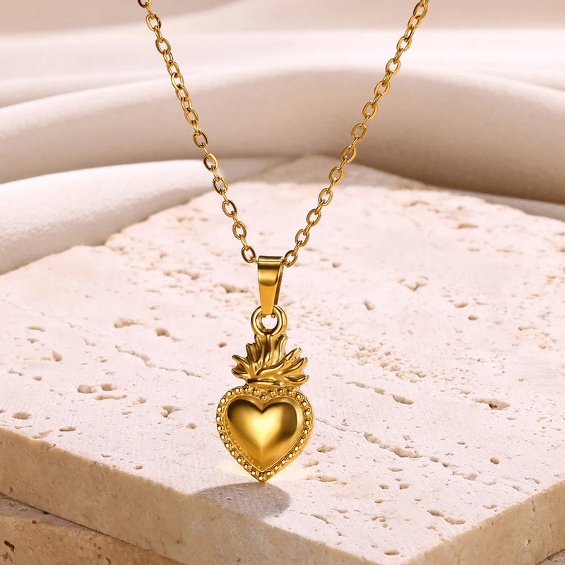 Trendy Stainless Steel Heart Pendant Necklace