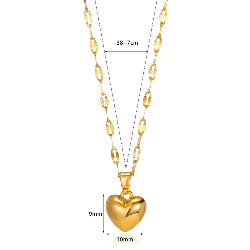 Trendy Stainless Steel Heart Pendant Necklace