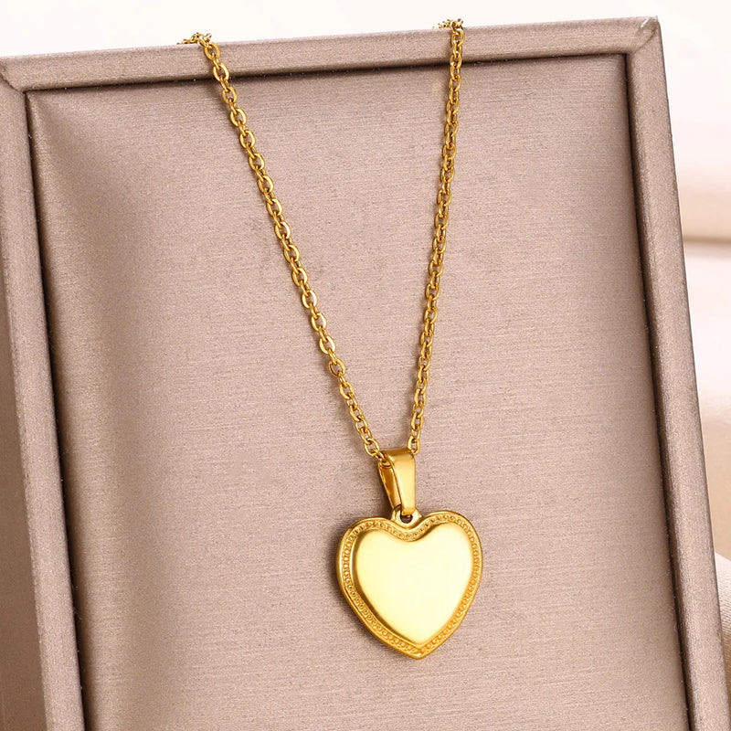 Trendy Stainless Steel Heart Pendant Necklace