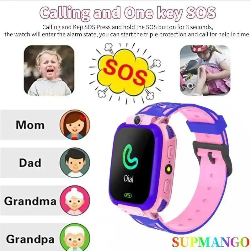 Kids' Smart Watch with SOS, Waterproof Design, and Card Location Tracker